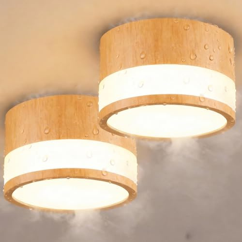 2 Pack Focos Superficie Madera Salon Bano, Aplique Techo Led Cilindrico, IP44 Foco Interior Pasillo Techo Pequeno, 12W Ojo De Buey Led Superficie, Holofote Pretos, 10cm Black Surface Mounted Spotlight