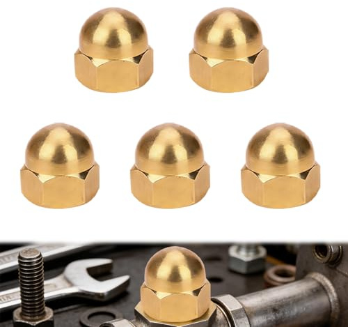 5 Stück Hutmuttern M12 Messing Hutmutter DIN 1587 Hohe Form Hochwertige Kappenmuttern Sechskant Hutmuttern Kuppelkopf, Befestigungselemente zur Reifenbefestigung (M12 5PCS)