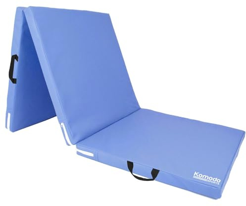 Komodo Tri Folding Yoga Mat 6ft Padded Pilates Floor (Light Blue)