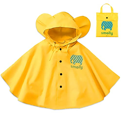 Gudotra Impermeabile Pioggia Incappucciati Poncho Antipioggia Bambini Giallo Unisex Mantellina Pioggia per Bambino Bambina 1-5 Anni