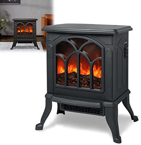 Aufun Chimenea Eléctrica con Calentador de Ventilador, Efecto de Chimenea LED, Efecto Llama, 750/1500 W, 2 Niveles de Calor, Estufa de Calor Bajo Ruido