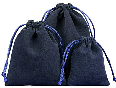 6 sacchetti in velluto, piccoli sacchetti in tessuto con coulisse, in velluto, da riempire, per gioielli, matrimonio, Natale, compleanno, feste, regalo, 5 x 7 cm, blu navy