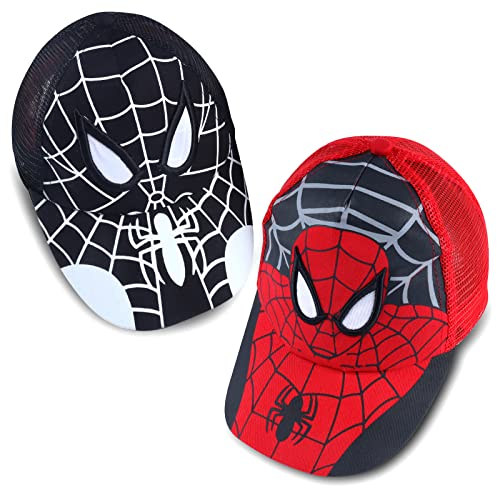 AWOUSUE 2 Stück Spiderma Kappe Jungen, Spiderma Baseball Cap Kinder, Basecap Kinder Jungen Spiderma, Kinder Kappe, Verstellbare Sonnenschutz Hut, Baseball Cap Kinder Set