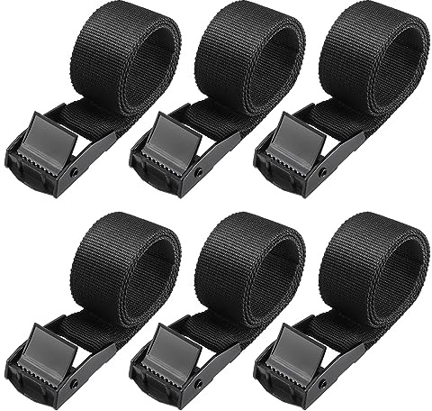 Hejo 6 PCS Short Ratchet Straps, Ratchet Tie Down Straps with Quick Release Cam Buckle, Heavy Duty Tensioning Belts Adjustable Lashing Straps for Motorcycles, Bikes, Luggage, Packages (40x2.5 cm)