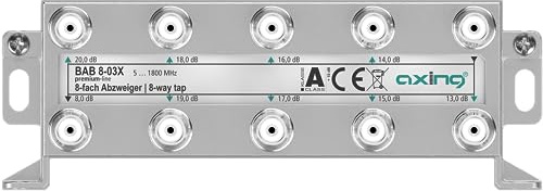Axing BAB 8-03X 8-vägs grenuttag 13-20 dB 5–1 800 MHz TV-data internet kabel-TV