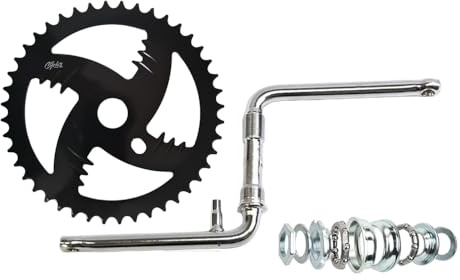 CYCLEZ One-Piece Crankset Includes Black 44 Teeth Ninja Star Sprocket, 170mm Crank, and Complete Bottom Bracket Replacement Kit - Taiwan