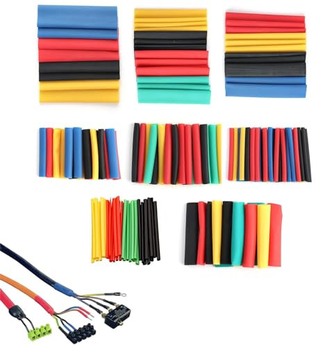 164PCS Electric Insulation Heat Shrink Sleeving, Heat Shrink Tubing, Wire Repair Kit, Shrink Wrap Tubingfor Fixing and Protecting Components Workshop Hand Tools (Yellow, Blue, Black, Green, Red)