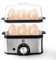 Egg Boiler Stainless Steel, Electric Egg Steamer Egg Cooker, Timer Setting for Hardness Adjustment, 60-Min Timer, Automatic Shut-Off Overheating (2-Tier Egg Boiler)
