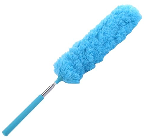 Extendable Microfiber Duster - 38x7x5cm, Stainless Steel Handle, Bendable Flexible Brush for High Ceiling Fans, Reusable Fiber Duster, Spider Web Brush