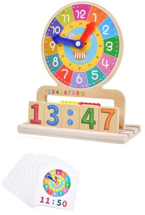 TTETTZ Reloj de Madera Juguete Horas Minutos Montessori Aprender Reloj Niños Y Niñas Niños