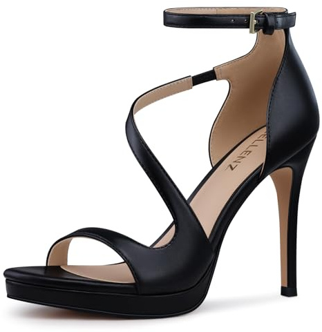 CELLENZ Stiletto Women High Heels: Platform Heel for Women Sexy Dressy - Black Heels Prom Comfortable - Strappy Heeled Sandals Size 8