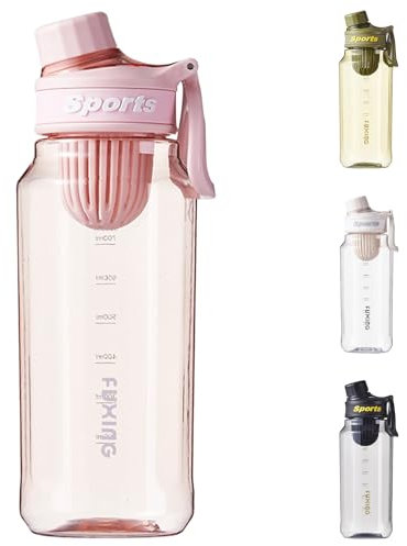 Greyoe 1 Stück Sport Protein Shaker Wasserflasche, Hochwertiger Protein Shaker PC+PP, für Fitness Herren und Damen Sport Outdoor und täglichen Gebrauch (pink 750ml)