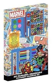 Avengers - Set di cancelleria colorata per bambini con pennarelli, matite colorate e accessori Marvel per disegnare, dipingere e stimolare la creatività dei bambini, scatola Avengers, Scatola Avengers