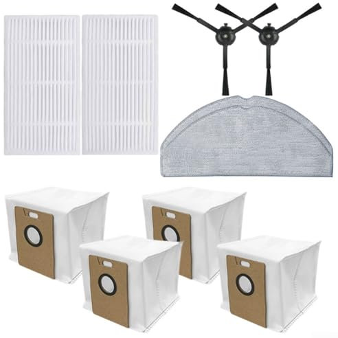 Compatible con Tapo RV30 Max/para RV30 Max Plus/RV20 Max/para RV20 Max Plus, juego de 10 piezas de aspiradora para Tapo, 2 paños de fregona, 2 cepillos laterales, 2 filtros, 4 bolsas de polvo