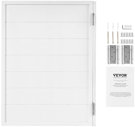 VEVOR Porte Battante, 805x28x1060 mm, Porte Saloon Simple en Bois de Pin avec Charnières, Quincaillerie, Facile à Installer, pour Intérieur, Couloir de Maison, Cuisine, Bar, Café, Entrée de Pub, Blanc