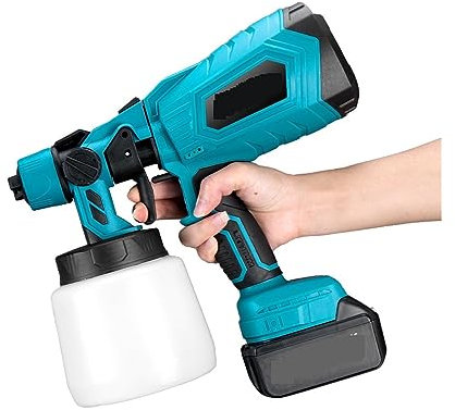 Sprayfärgspistol, 1000ML elektrisk sladdlös sprutpistol Färgspruta Automöbler Stålbeläggning Airbrush 3 munstycke kompatibelt for batteri,för bilar och hus gör-det-själv-målning