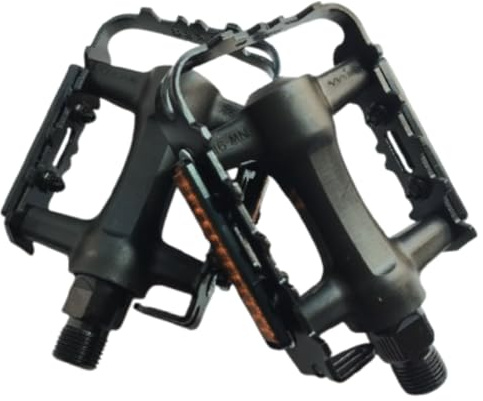 ANDINUS Pedales de Aluminio y Polímero Reforzado para Bicicleta MTB, BMX, Urbana, Montaña, City con Reflectores Desmontables y Eje de Acero, Rosca 9/16, Ligeros y Resistentes (80028-B)