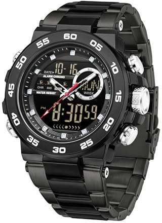 findtime Armbanduhr Herren Digitaluhr Sportuhr Herrenarmbanduhren wasserdichte Militär Uhren mit LED-Leuchtdisplay Analog-Digital-Anzeige