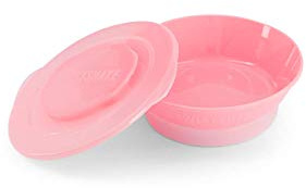 TWISTSHAKE Cuenco con Tapa Alimentación para Bebés de PP y Silicona, Bol sellado, Tazón para Bebé Plato, Vajilla, Sin BPA, 6+ Meses, Rosa pastel