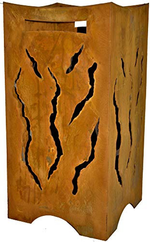 Rostikal Brasero para llamas, para jardín y terraza, aspecto de acero, 28 x 28 x 57 cm