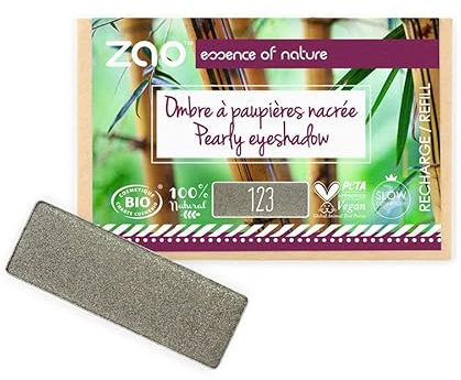 ZAO essence of nature - Recharge Ombre à paupières rectangle Nacrée 123 Gris kaki - 1,3 gr