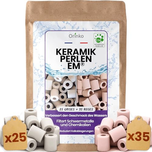 EM Orinko 25 perle di ceramica grigie + 35 perle di ceramica rosa