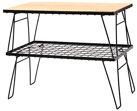 Outdoor Küche Camping Schränke Tragbarer Klappbarer Camping-Küchentisch Im Freien, 2-stöckiger Tragbarer Camping-Klapp-Esstisch Für Outdoor-Aktivitäten, Bergsteigen Und Wandern (Color : Black)