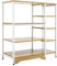 HOMCOM Küchenregal Standregal Lagerregal Eckregal mit 7 Einlegeböden rutschfesten Fußkappen Metallregal robust und stabil Metall MDF Stahl Weiß+Natur 90 x 40 x 95 cm