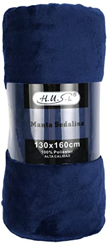 HUSL Manta Sofa Suave de Franela, Mantas para Cama 90 Suave - Manta Pelo de Microfibra Transpirable Hipoalérgica, Multiusos Manta Forro Polar (Azul, 130X160CM)