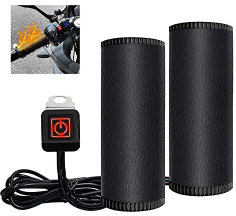 BYNYXI Motorrad Heizgriff Abdeckung, 12V 5Gang Intelligente Temperatur Einstellen Motorrad Griffheizung Lenker Heizpad Winter Griffwärmer Universal Beheizte Griffabdeckung für Motorrad Fahrrad ATV
