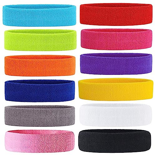 12 Piezas Diadema Deportiva para Mujer y Hombre,Diadema de Yoga, Banda para Cabello para el Sudor, Banda Elástica para Cabello, para Correr Fitness
