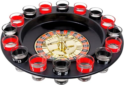 SPARKLERS CLUB Jeu Roulette 30 cm - Jeu pour apéro Roulette 16 Verres et 2 Billes - Idéal pour soirée Entre Amis Nouvel an, apéro & réveillon du 31 décembre