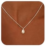 Pearl Necklaces for Women,Dainty Silver Pearl Pendant Necklace Jewelry