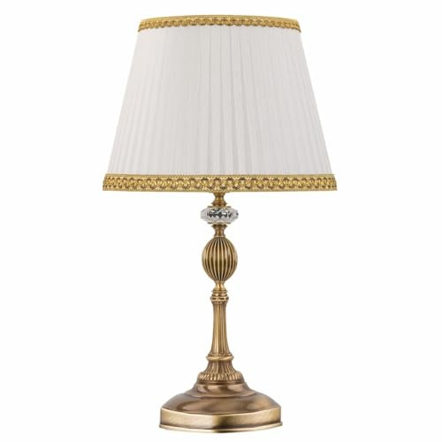 Casa Padrino Lujosa lámpara de mesa barroca de latón con pátina/blanco/oro H. 51 cm