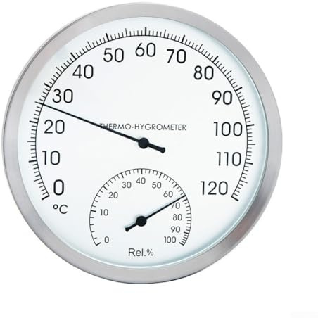 FABULETTA Stainless Steel Thermometer Hygrometer With Balanced Pointer No for battery Required 127mm For Indoor Heating Cooling Environments