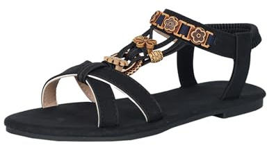 Damsandaler bekväma, sandaletter damer platta elegant läder lätta sportsandaler lediga sommarsandaler öppen tå vandringssandaler T-rem strandsandaler bohemiska sandaler mysiga sandaler