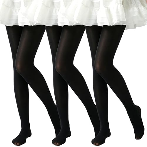 SCCGKP 3 Pack 80D Girls Tights Ultra Soft Ballet Dance Tights School Tight for Girls Age 3-16 Years (UK, Age, 11 Years, 13 Years, Regular, Black)