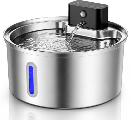 Peluditos Fuente para Gatos Acero Inoxidable 2,5L sin Cable - Bebedero Gatos Automatico Recargable 4200mAh con Sensor de Movimiento - Fuente de Agua para Gatos y Perros Ultrasilenciosa, SUS304