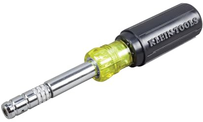 Klein Tools 32596 Multi-Bit Screwdriver/Nut Driver, Magnetic 8-in-1 HVAC Slide Drive Tool with Hex, Phillips, Schrader Bits, Nut Drivers