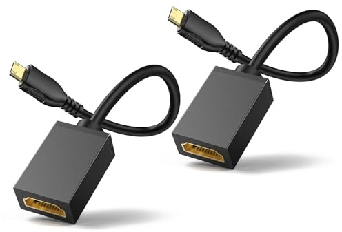 GANA Mini HDMI to HDMI Adapter 2 Pack, 4K@60Hz Male to Female Standard HDMI 2.0 Cable UHD HDR ARC HDCP Compatible with Raspberry Pi Zero Camera TV Laptop Portable Monitor Capture Card PS5 Switch