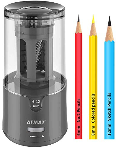 AFMAT Electric Pencil Sharpener, Heavy Duty Pencil Sharpeners for 6-12mm No.2/Colored Pencils, Auto Stop, Super Sharp & Fast, Electric Pencil Sharpener Plug in for Office, Home, PS91