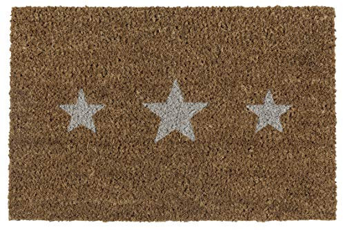 andiamo Fußmatte Kokos bedruckt - ideal als Fußmatte Outdoor Schmutzfangmatte oder Kokosmatte - Fußmatte außen pflegeleicht mit rutschhemmender Rückseite 40 x 60 cm 3 Sterne hell