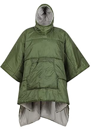 Mountain Warehouse Wearable Blanket - Warm & Cosy, Kangaroo Pocket & Adjustable Hood & Fit - Best for Spring Summer, Hiking, Trekking & Outdoors Khaki