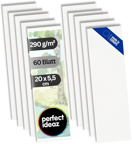 perfect ideaz - 60 feuilles de papier aquarelle 290 g/m² - Différents formats - Papier aquarelle sans acide - Carton aquarelle certifié FSC® (W - signet)