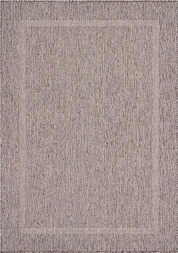 Ayyildiz Wetterfester In & Outdoor Teppich, Sisal Optik | Waschbar | Balkon, Küche, Camping, Garten | Trendige Bordüre | Wasserfest, Größe:160 x 230 cm, Farbe:Grau