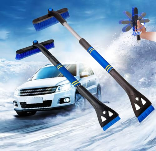 Brosse à Neige pour Voiture, Dégivreur et grattoir à glace,3 en 1 Brosse À Neige Détachable pour Voiture Multifonctionnelle, avec poignée Ergonomique en Mousse, pour voitures, camions et SUV, Bleu