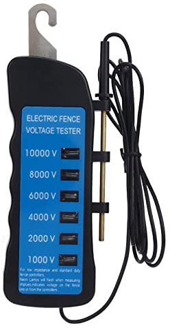 Tester di tensione di recinzione elettrica digitale, display a 6 lampade 1000-10000V, tester di recinzione impermeabile e portatile per agricoltura, pascolo, zootecnia, tester ad alta tensione 12kV