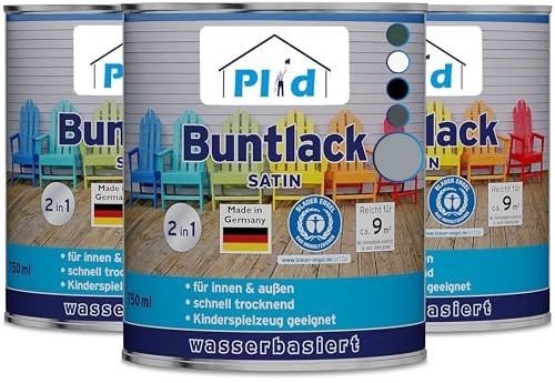 Plid® Färgad Lack 2,25 l - Silvergrå - Träfärg Utomhus och Inomhus - Väderbeständig Trälack - Träskyddsfärg - Väderskyddsfärg för Trä - Trälasyr