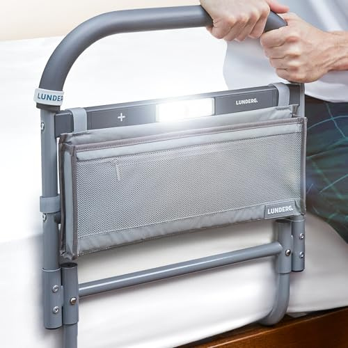 Lunderg Large Bed Assist Rail for Seniors with Motion-Activated Light & Storage Pocket - Easy to Install Bed Rails for Elderly Adults Safety & Post-Surgery - Helps Reduce Falls & Support Independence