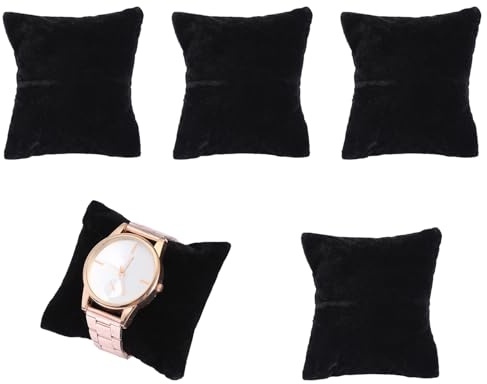Hapivida Cojín para Reloj, Cojín de Exhibición de Joyas Almohada Lina de Reloj de Pulsera Pequeño Terciopelo Almohadas de Pulsera para Joyería Relojes Brazaletes Accesorios (Negro)